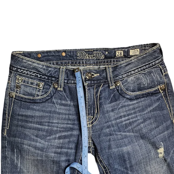 Miss Me Blue Skinny Jeans with Ornate Embellishments - Picture 5 of 8